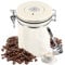 Kaffeedose Luftdicht aus Edelstahl 1,8L, Vakuum Kaffee Dose, Kaffeedose luftdicht für Kaffeebohnen mit Vakuumdeckel,luftdicht für Kaffeebohnen mit Vakuumdeckel,Messlöffel & Datumsanzeige (Beige Weiß)