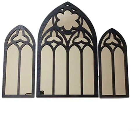 Hasaller 3 specchi decorativi gotici per la casa, per finestre, specchi decorativi da parete, specchio decorativo ad arco da giardino, decorazione gotica vintage catedrale, per interni ed esterni,
