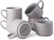 GBHOME 400ml stapelbare Keramik-Kaffeebecher 6er Set für Damen & Herren, moderne Tassen mit stabilem Boden für Latte/Tee/Cappuccino, spülmaschinenfest & mikrowellengeeignet,Matt Grau