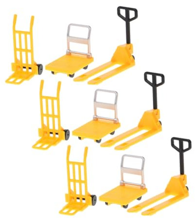 CHICAMPERA 3juegos Miniaturas De Carretilla Manual y Transpaleta Herramientas De Construcción Miniatura Juguetes Educativos para Decoración De Escenas De Muñecas y Proyectos