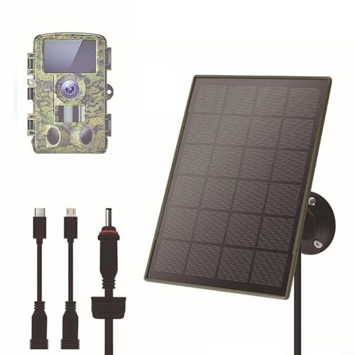 HOHOVYVY Panneau solaire 5 V avec batterie, panneau solaire pour caméras de chasse, batterie 6000 mAh, étanche IP66, 3 W/5 V, compatible avec 96 % 3G/4G caméras de chasse