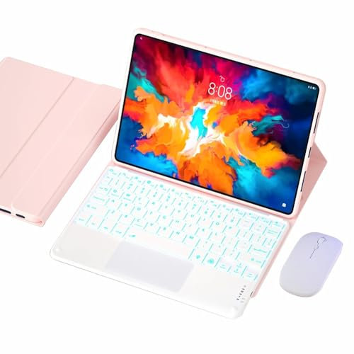 FAYGAOAI Funda con Teclado para Lenovo Tab M10 Plus 3rd Gen (2022) 10.6 (TB-125FU), Contiene Ñ, Retroiluminación 7 Colores, Teclado Inalámbrico Magnético Desmontable,Pink 1