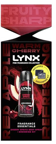 Lynx Fine Fragrance Cherry Spritz Essentials Gift Set with a Cherry Spritz body spray and Grooming Kit perfect for any occasion 1 piece