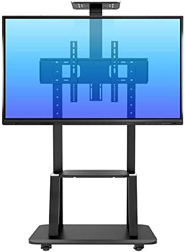 Support TV pivotant universel robuste avec 2 étagères pour téléviseurs LED/LCD/Plasma de 55 à 75 en hauteur réglable - Noir - Supporte 105 kg