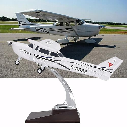 WOGYOZKA Cessna 172 1:30 10,8 Zoll Mit Fahrwerk ABS-Harz-Flugzeugmodell Druckguss-Flugzeugsimulation Prototyp-Sammlung for Sammeln Und Verschenken(White-9333)