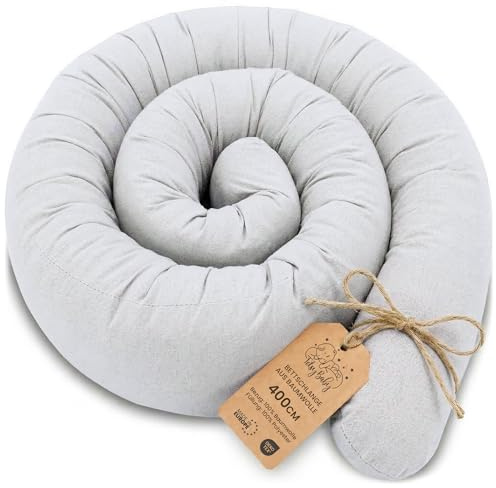 Totsy Baby Seitenschläferkissen Bettschlange Body Pillow 400 cm Baumwolle - Kopfkissen lang Bettrolle Schlafkissen Nackenrolle Kissen Oeko-Tex Grau