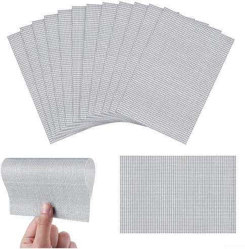 Zilimontt Fix Net Fliegengitter-Reparaturflicken für Zuhause, 18 x 13 cm, Fiberglas-Netz für Türen, Zelte, Pool-Skimmer, Außenbereich, Grau, 10 Stück