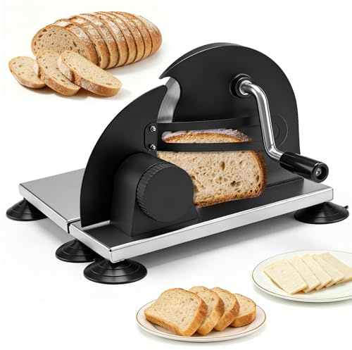 Brotschneidemaschine Manuell Klappbar – Brotschneider mit Edelstahl Klinge, Brotmaschine Manuell für Gleichmäßige Brotscheiben, Abnehmbare Klinge, Brotschneidemaschine für Haushalt & Küche