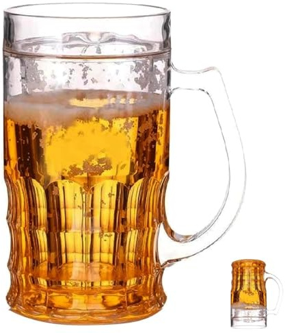 AOICXB Boccale di birra finto, boccale di birra scherzoso, boccale divertente a doppio strato da 400 ml, birre con soppalco, con manici for bar, bevande, feste e decorazioni originali, 1 pezzo