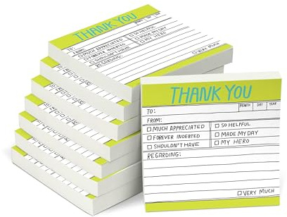 8-Pack Knock Knock Thank You Hand-Lettered Sticky Notes, Thank You Notes, 3 x 3-inches, 100 Sheets Each