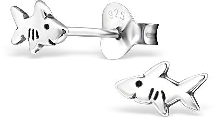 925 Sterling Silver Shark Stud Earrings for Women and Girls – Ocean Animal Jewellery with Gift Box