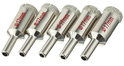 sourcingmap 5Pcs 17mm Diamond Coated Hole Saw Drill Bits for Glass Ceramic Tile Marble Rock Porcelain Bottles Pots Brick