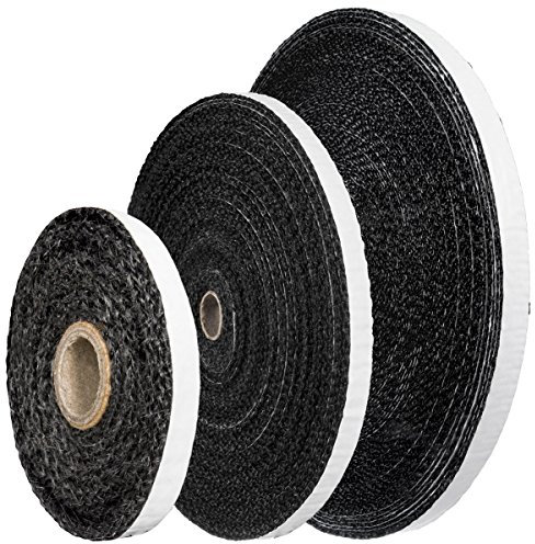 STEIGNER Ruban Auto-Adhésif en Fibre de Verre SKD03, 3 m, 25x3 mm, Scellant Noir Résistant à la Température Constante jusqu'à 550 ° C