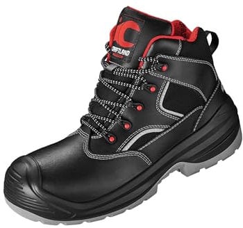 1 Paar Sicherheits-Schnürstiefel Sicherheits-Stiefel S3 Veddel ÜK Schwarz, Rot Abgesetzt Größe 45