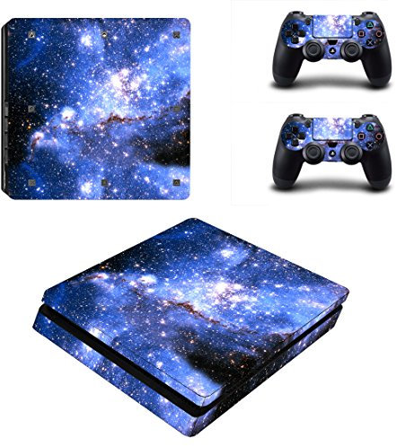 PS4 Slim Haut Aufkleber, Wondder Schutz Vinyl Aufkleber Haut Aufkleber für PS4 Slim Konsole + 2 Controller Skins + 2 x Silikon Daumen Griffe (Farbe 21)