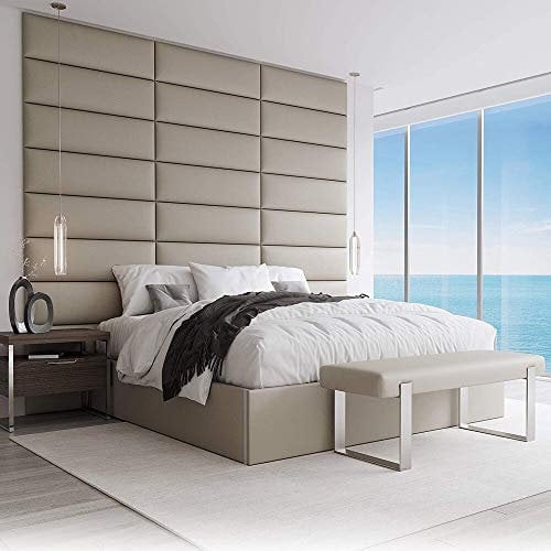 VANT Gepolstertes Akzent Wandpaneele - 4 Packungen - Doppelbett-King Size Kopfteil (91 cm Breit, Vintage Leder Dusty Taupe)