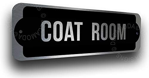 Deca Moda Coat Room Schild, Schilder für Business, Garderobe, Geschäftsschilder, Garderobe, Türschilder, silberfarben, 22,9 x 7,6 cm