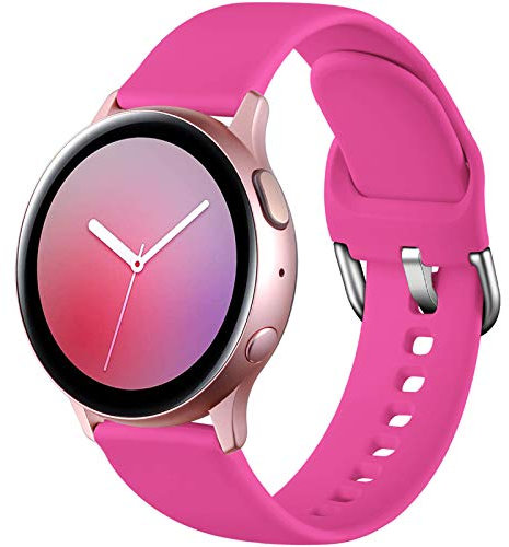 Dirrelo Armband Kompatibel mit Samsung Galaxy Watch 7/6/5/4 40mm 44mm/Samsung Galaxy Watch Active/Active 2, Silikon Sport Ersatzarmband für Galaxy Watch 5 Pro 45mm/Watch 6/4 Classic,Rose Rot,S