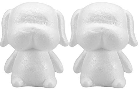Amosfun 2 Stücke Styropor Hund Figur 14cm Weihnachten Deko Blumen Steckschaum Steckmasse Kugeln Ball DIY Bastelset Hochzeit Tortenfigur Schaum Dekofigur Basteln