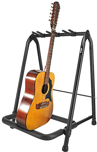 Pyle Foldable Universal Multi 3 Stand Portable Collapsible Instrument Floor Guitar Rack Holder w/Foam Padding-for Acoustic, Electric, Bass Guitar & Guitar Bag/Case PGST33