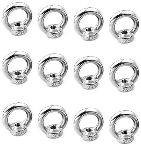 Ringmutter M5 12 Stück Ringösen Edelstahl Ringschraube Edelstahl Augenmuttern Hardware Ringförmige Innengewinde-Befestigungsschraube für Seilmontage, Hebezubehör, Oberflächenpolieren, Silber