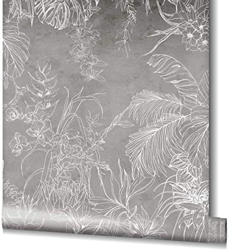 marburg Tapete Grau, Weiß Floral, Landhaus, Blumen SCHÖNER WOHNEN-Kollektion Serie Nuance für Schlafzimmer, Wohnzimmer oder Küche, Made in Germany Premium Qualität