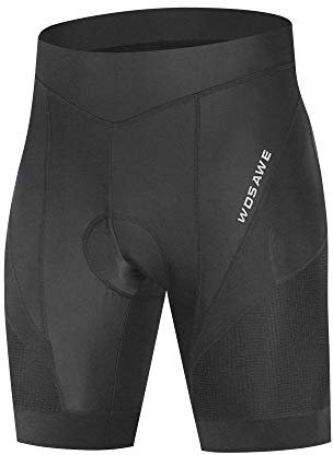 WOSAWE Radlerhose Herren mit Sitzpolster 3D, Atmungsaktiv Schnelltrocknend Fahrrad Kurze Hosen für Laufshorts Fitness Joggen und Training (Neu Schwarz L)