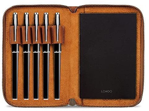 Londo Echtleder Padfolio – Portfolio Ordner mit Bleistifthalter, Notizblock & Reißverschluss für Business, Büro & Reisen