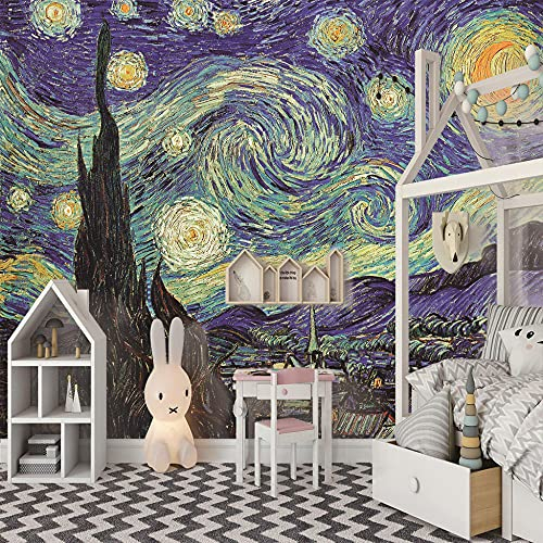 3D Tapete Van Gogh Sternennacht 150x100cm 3D Design Tapete Fototapeten Vlies Tapeten Vliestapete Moderne Wandtapete
