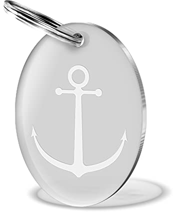 CHRISCK design Schlüsselanhänger mit Gravur Anker Oval aus massivem Acrylglas schöne Geschenkidee zum Geburtstags oder Jahrestag für Paare, Freunde