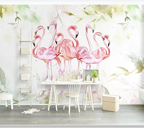Frtmsticker Fototapete 3D Effekt Pink Animal Flamingo Vlies Tapete Moderne Wandtapete Wandbild Hintergrundbild Wanddeko Für Wohnzimmer Schlafzimmer Küche Büro Flur Dekoration 400X280Cm