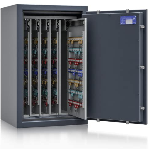 Secureo SafeHero Schlüsseltresor/Schlüsselsafe für 600 Schlüssel Osprey Key 5-D | Klasse 1 EN 1143-1 | Elektronisches Zahlenschloss | 5 ausziehbare Wände | 800x500x420 mm (HxBxT) | 130 kg