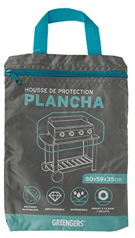 GREENGERS - Housses pour Barbecue - Housse de Protection plancha - Dimensions : 80 x 59 x 35cm - Imperméable et résistante aux UV (revêtement 210D), Ourlet + Oeillets - Coloris : Gris