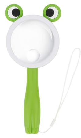 Children Handheld Magnifying Glass for Student Kids Exploring Nature, Scientific Experiment Insect Animal Plant Leaves Observation Reading (Frog Style 1Pcs)