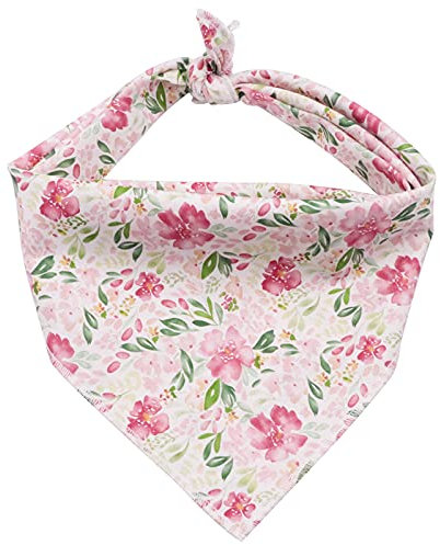 Lionet Paws Hunde Bandana Kopftücher Hundehalstuch Dreieckstuch für Kleine, Mittelgroße und Große Hunde rosa Blume