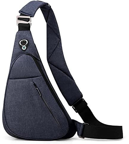 VARLIVOO Herren Sling Bag Brusttasche für Herren Schultertasche Hiking Fitness Radfahren Chest Bag Sporttasche Umhängetaschen Wasserdicht Polyester Blau B