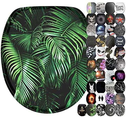 Sanilo Sedile WC con chiusura ammortizzata, grande scelta di copriwater neri da legno robusto e di alta qualità (Palmdream)