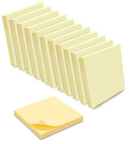 WAYTEX 1200 Notes autocollantes repositionnables jaune pastel 12 blocs de 100 feuilles 75x75 mm