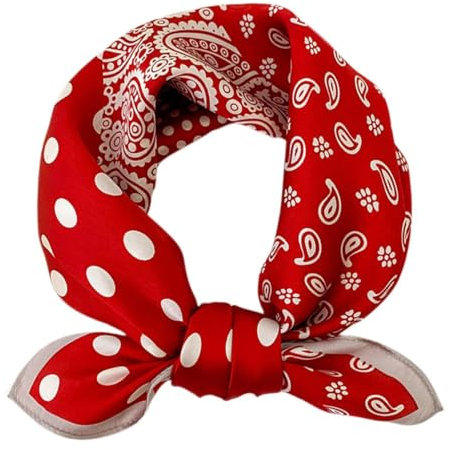 FAIRYGATE Schal Rot Damen Damenmode Halstücher Bandana Satin Seidenschal Seidentuch Platz Schal Kopf Haar Wickelt Haar Schal Schaltuch Leichte Halstuch Kopfschal Kopftuch 70x70 cm 92015