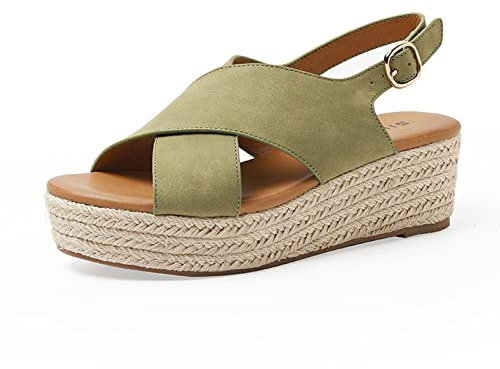 Femmes Sandales Compensées À Bout Ouvert Espadrilles Sandales Fond Épais Plate-Forme Sandales Crossover Dames Slingback Sandales D'été Pas Cher EU Taille 35-43