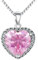 Navachi 925 Sterling Silver 18k White Gold Plated 3.7ct Heart Pink Quartz Az9308A Necklace Pendant 16