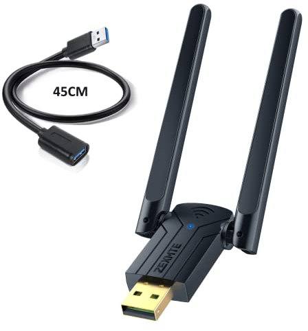 USB Bluetooth Adapter With 45CM Extension Cable for PC Windows 11/10 Drive-Free, 150M Dongle for Desktop, Laptop, Printer, Keyboard, Mouse, Headsets, Speakers