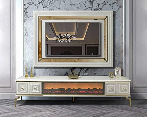 Sideboard Schrank rtv mit Kamin Wohnwand Set TV Panel Edelstahl Luxus Möbel