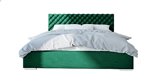 Polsterbett Mars im Chesterfield Stil 4 Elegante Farben 4 Breiten und großer Bettkasten Grün 120cm X 200cm