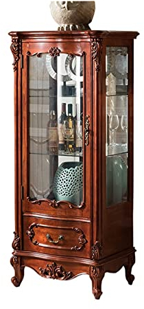 FIONEL Barschrank Europäischer Kleiner Weinschrank Holz Glas kurzer Weinschrank Wohnzimmer Schrank Seitenschrank Kombinationsschrank Wine Rack (Color : C)