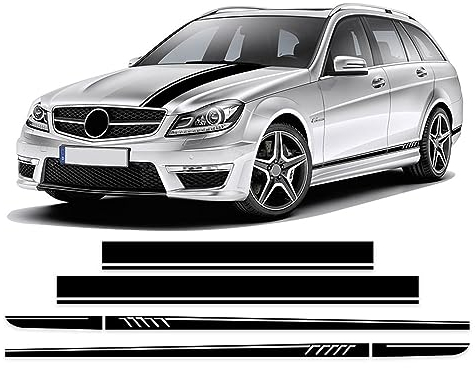 4 Stück Edition 507 Motorhaube Dach Heck Aufkleber Seitenstreifen Rock Aufkleber, für M=ercedes B=ENZ C Klasse W204 Coupe S204 Kombi C63 AMG