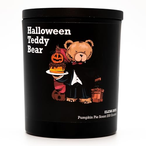 Duftkerze Halloween, 100% Sojawachs, Kerze mit Holzdocht, Pumpkin spice Kerze, Herbstkerze, 200 gramm, Brenndauer bis zu 60 Stunden, nachhaltige kerze, kürbis duft, geschenk zu halloween, Elena Days