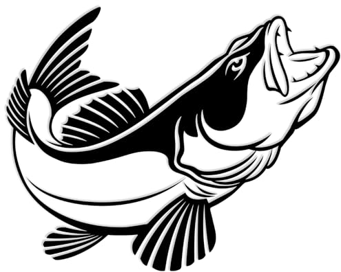 Finest Folia Fisch Aufkleber für Auto Motorrad Boot Schlauchboot Angelbox Sticker Autoaufkleber Angler Fische selbstklebend wetterfest wasserfest K174 (Schwarz Glanz, Motiv 02)