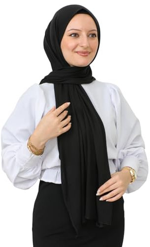 Prien Hijab Kopftuch Für Damen, Frauen Schal Kleider, Modern Kopftücher Weicher Jersey, Muslim Kleid Türkisch Premium Gebetskopftuch, Umrah Geschenk, Hijab Set (Schwarz)