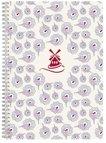 Clairefontaine 812435C - Notizheft Moulin Rouge, mit Doppelspirale DIN A4 21x29,7 cm, 74 Blatt, liniert mit Rand, sortiert, 1 Stück